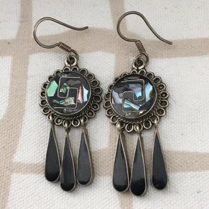 Vintage Sterling Abalone Earrings